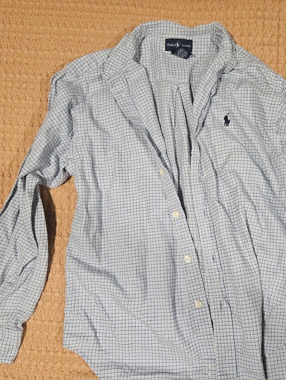 Boy's Light Blue Check Button-Down Shirt